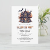 Spuk House Jack-O-Lanterns Moon Halloween-Party Einladung (Stehend Vorderseite)