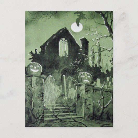 Spuk House Jack O'Lantern Ghost Bat Postkarte (Vorderseite)