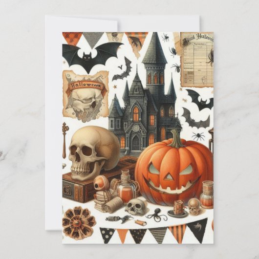 Spuk House Kids Costume Party Halloween Einladung (Rückseite)