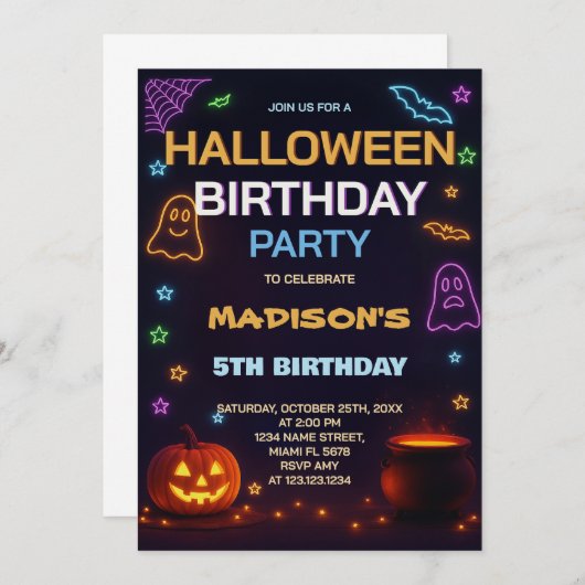 Spuk House Kindergeburtstag Einladung (Vorne/Hinten)