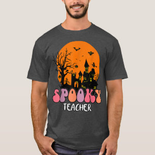 Spuk House Moon Night Groovy Spooky Teacher Sea T-Shirt