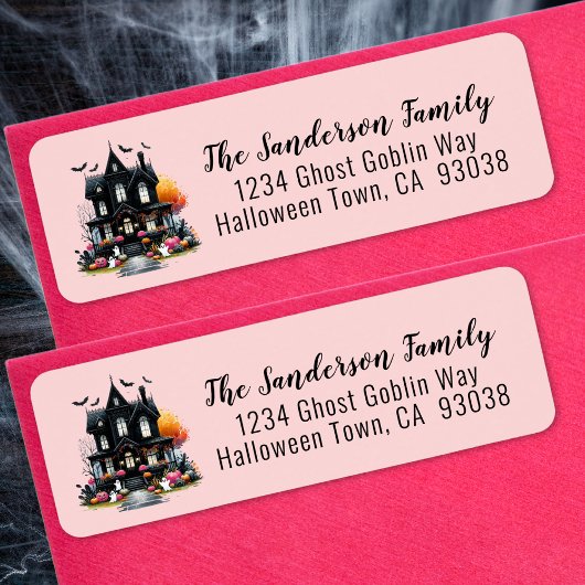 Spuk House Pink Halloween-Rücksendeadresse