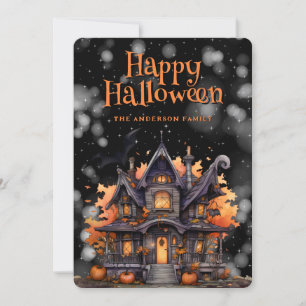 Spuk House Pumpkins Happy Halloween Card Feiertagskarte