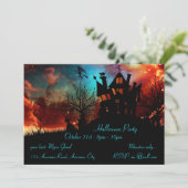 Spuk House Red and Blue Sky Einladung (Stehend Vorderseite)