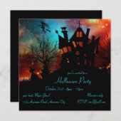 Spuk House Red and Blue Sky Einladung (Vorne/Hinten)