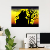 Spuk House Sunset Poster Print (Heimbüro)