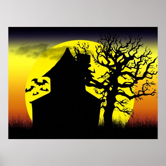 Spuk House Sunset Poster Print (Vorne)