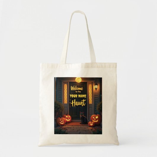 Spuk-House-Szene Personalisierte Halloween-Tasche Tragetasche (Vorne)