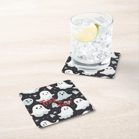 Spuk House Trick Leckerei Halloween Rechteckiger Pappuntersetzer (Vor Ort)