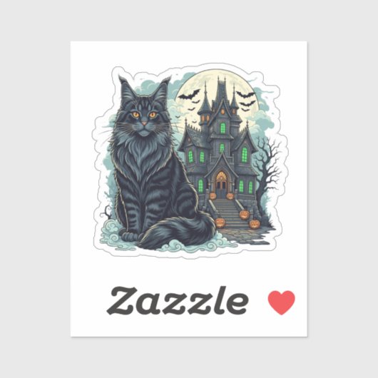 Spuk House Watcher - Maine Coon Halloween Aufkleber (Blatt)