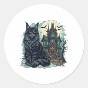 Spuk House Watcher - Maine Coon Halloween Runder Aufkleber