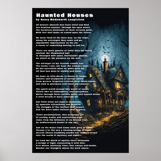 Spuk Houses Gedicht von Henry Wadsworth Longfellow Poster (Vorne)