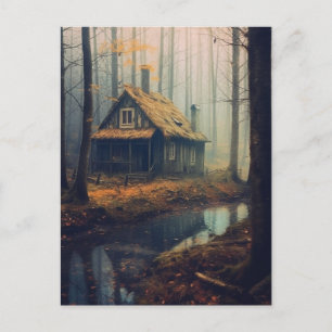 Spuk Hütte im Wald Postkarte