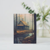 Spuk Hütte im Wald Postkarte (Stehend Vorderseite)