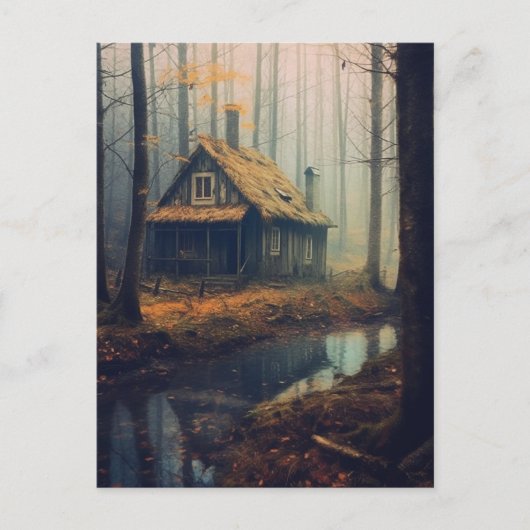 Spuk Hütte im Wald Postkarte (Vorderseite)
