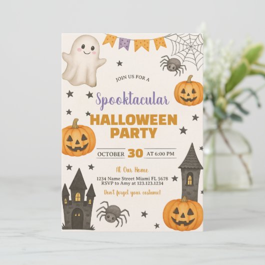 Spuk Kostümtrick-oder-Leckerei-Einladung Einladung (Stehend Vorderseite)