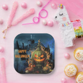 Spuk Kürbis und Herrenhaus Halloween Pappteller (Party)