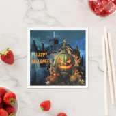 Spuk Kürbis und Herrenhaus Halloween Serviette (Beispiel)