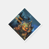 Spuk Kürbis und Herrenhaus Halloween Serviette (Ecke)