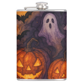 Spuk Kürbis und Spooky Night Flachmann