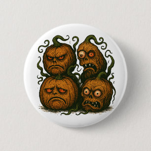 Spuk Kürbisfacen - graues Halloween Button