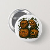 Spuk Kürbisfacen - graues Halloween Button (Vorne & Hinten)
