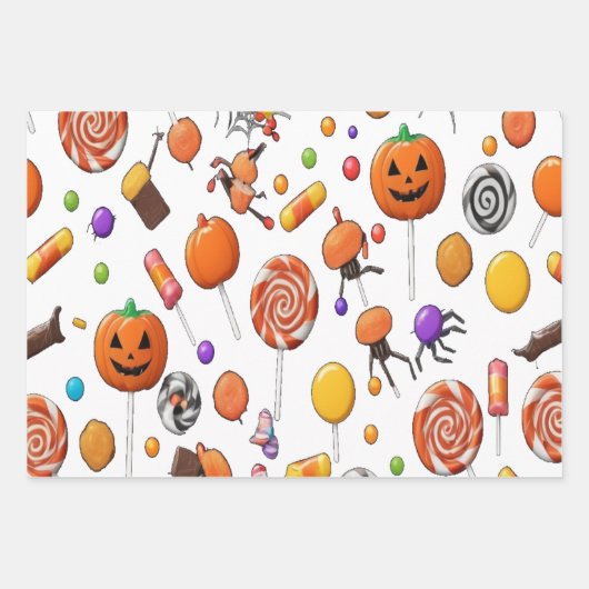 Spuk Kürbisgeschenk Weiß zu Halloween Geschenkpapier Set (Vorderseite 2)