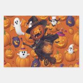Spuk Kürbisgeschenk Wrap Black zu Halloween Geschenkpapier Set (Vorderseite 3)