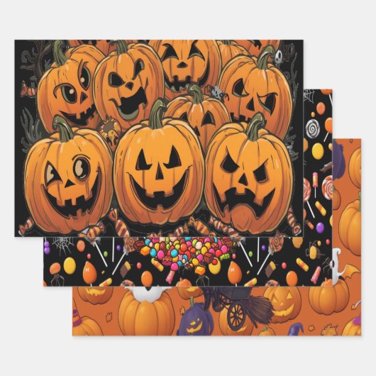 Spuk Kürbisgeschenk Wrap Black zu Halloween Geschenkpapier Set (Set)