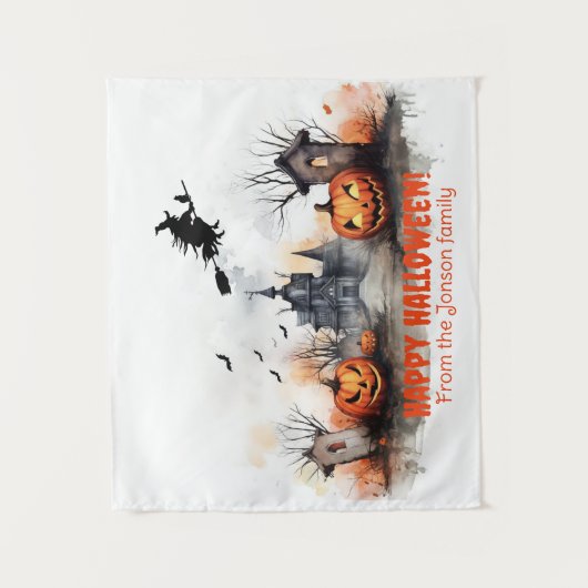 Spuk Kürbishexe Wandteppich (Vorderseite)