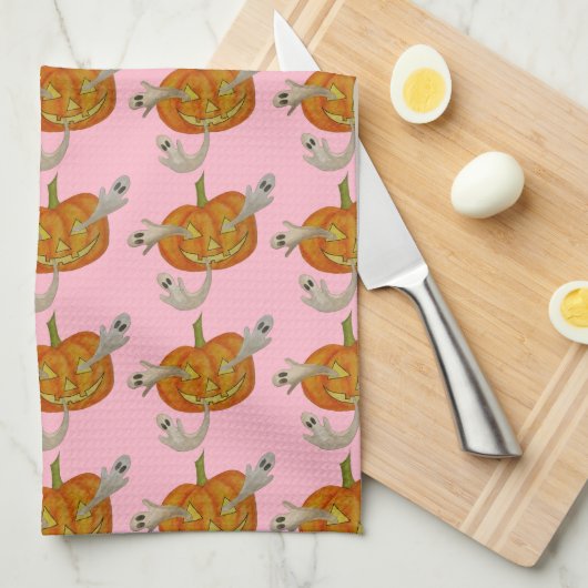 Spuk Kürbislaterne Geschirrtuch (Viertel Falte)