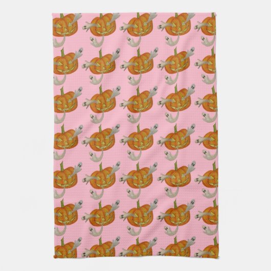 Spuk Kürbislaterne Geschirrtuch (Vertikal)