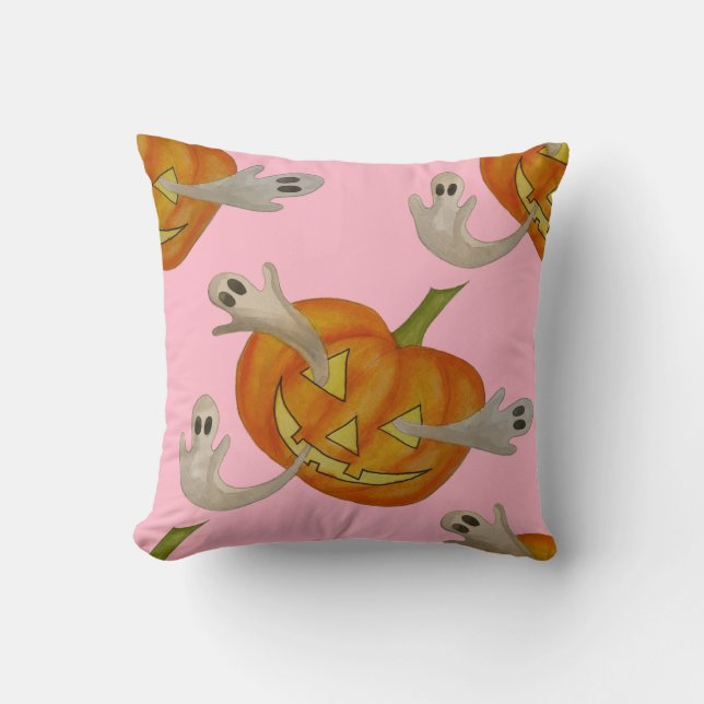 Spuk Kürbislaterne Kissen (Vorderseite)