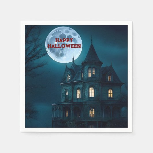 Spuk Mansion Halloween-Party Paper Napkins Serviette (Vorderseite)