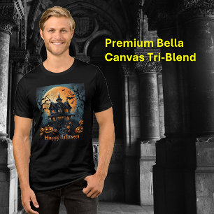 Spuk mittelalterliches Schloss Halloween Tri-Blend Shirt