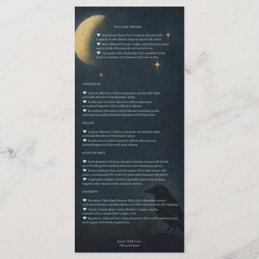 Spuk Mondlicht Hochzeit Zombie Menükarte (Rückseite)