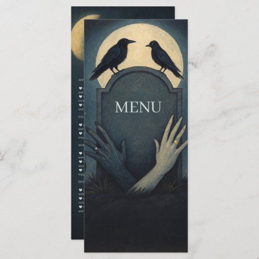 Spuk Mondlicht Hochzeit Zombie Menükarte (Vorne/Hinten)