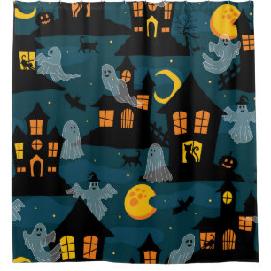 Spuk Nachbarschafts-Halloween Vintag Nahtlose Pa Duschvorhang