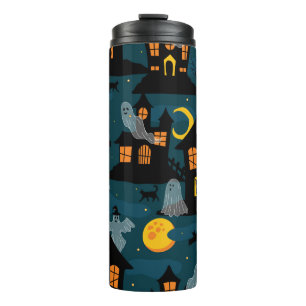 Spuk Nachbarschafts-Halloween Vintag Nahtlose Pa Thermosbecher