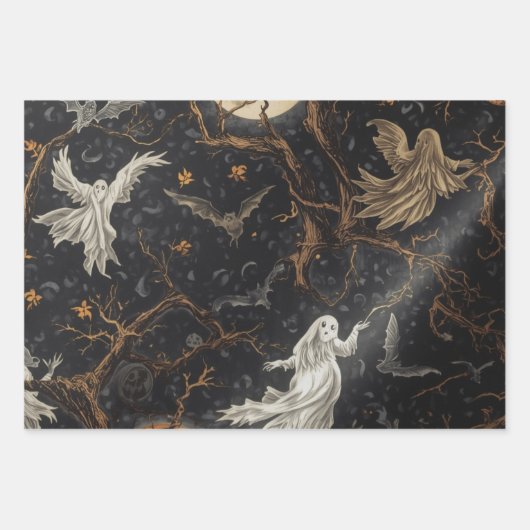 Spuk Nachtbild mit Geistern Geschenkpapier Set (Vorderseite 2)