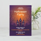Spuk Orange Black Adult Halloween-Party Einladung (Stehend Vorderseite)