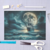 Spuk Piratenschiff Moonlit Stormy Seas Decoupage Seidenpapier (Handwerk)