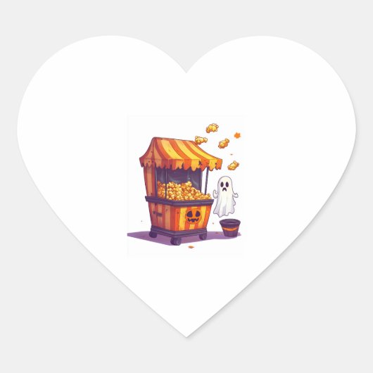 Spuk Popcorn-Stand Herz-Aufkleber (Vorderseite)
