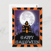 Spuk Pumkins Bats Frohe Halloween Postkarte (Vorne/Hinten)