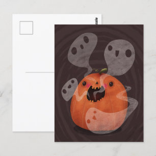 Spuk Pumpkin Ghosts Niedlich Spooky Halloween Postkarte