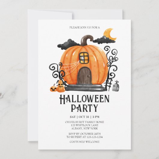 Spuk Pumpkin House-Halloween-Party Einladung (Vorderseite)