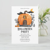 Spuk Pumpkin House-Halloween-Party Einladung (Stehend Vorderseite)