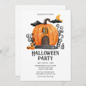 Spuk Pumpkin House-Halloween-Party Einladung (Vorne/Hinten)