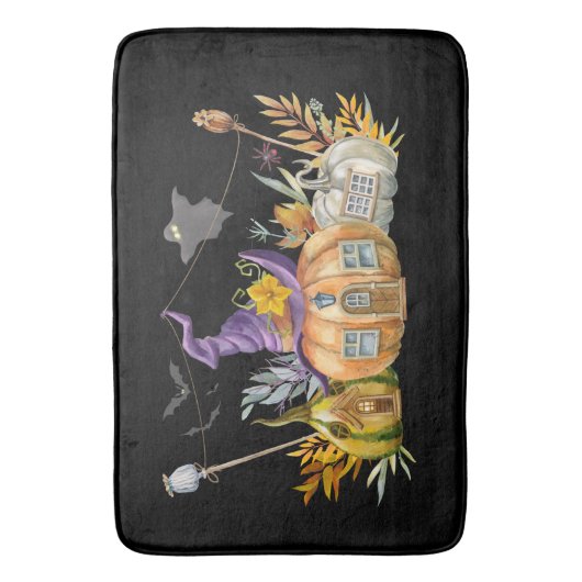 Spuk Pumpkin House mit Ghost & Bats Badematte (Vorderseite Vertikal)