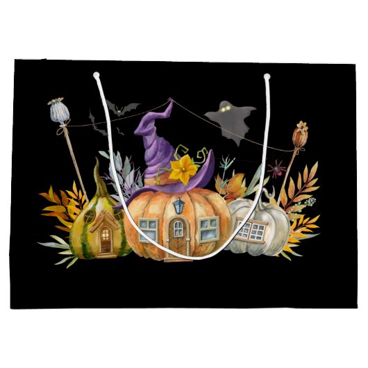 Spuk Pumpkin House mit Ghost & Bats Große Geschenktüte (Rückseite)